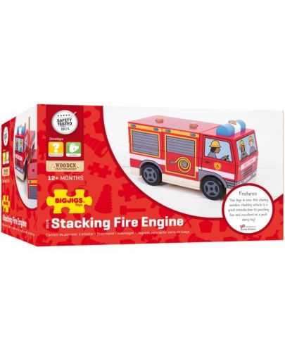 Дървена играчка за нанизване Bigjings - Пожарна - 3