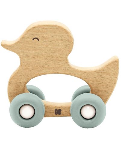 Дървена играчка с чесалка KikkaBoo - Duck, Mint - 1