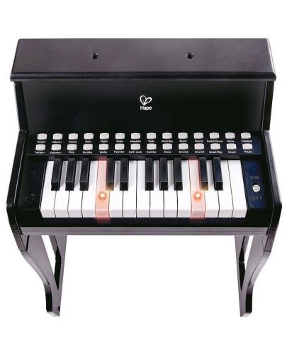 Дървено електронно пиано със столче Hape, черно - 2