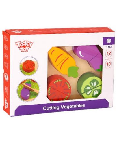 Дървена играчка Tooky Toy - Дъска за рязане, Vegetables - 2