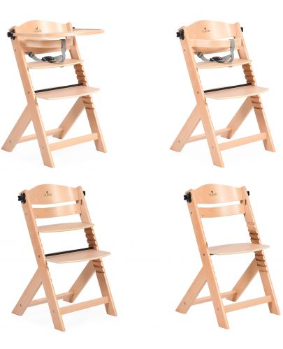 Дървен стол за хранене 2в1 Cangaroo - Nuttle, натурален - 8