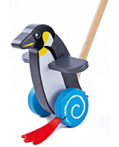 Дървена играчка за бутане Bigjigs - Пингвинче - 1