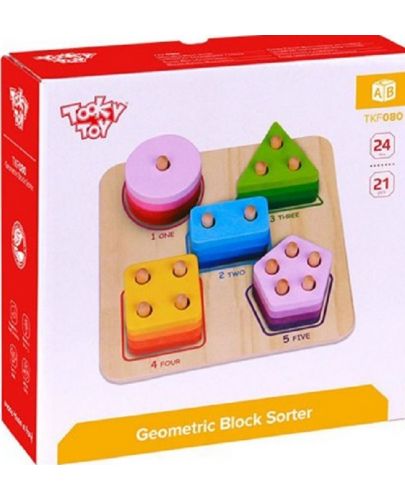 Дървена низанка Tooky toy - Цифри, форми, цветове - 3