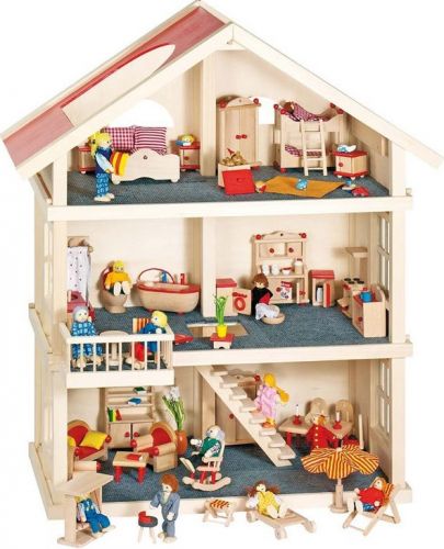 Дървена къща за кукли на 3 етажа Goki - 2