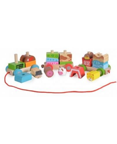 Дървенa играчка Moni Toys - Фермерски влак - 3