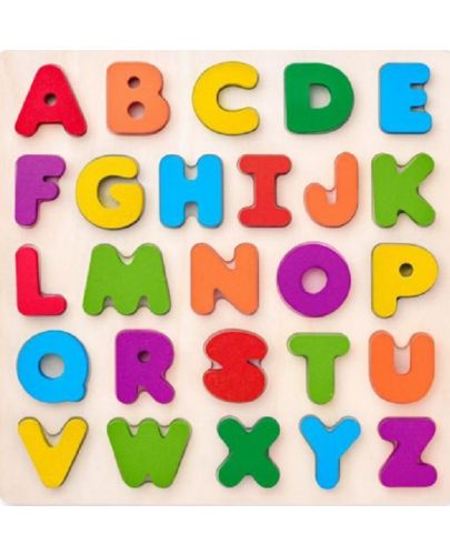Дървен пъзел Woody - английската азбука, главни букви - 1