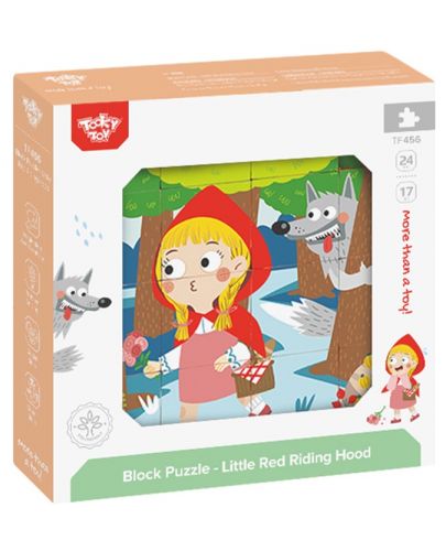 Дървени кубчета Tooky Toy - Червената шапчица, 16  броя - 1