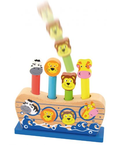 Дървена подскачаща играчка Viga - Корабче на Ной - 2