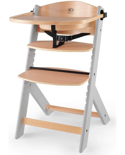 Дървено столче за хранене KinderKraft - Enock, сиво - 1