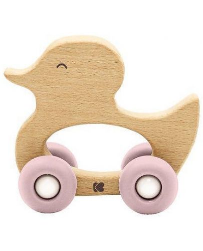 Дървена играчка с чесалка KikkaBoo - Duck, Pink - 1