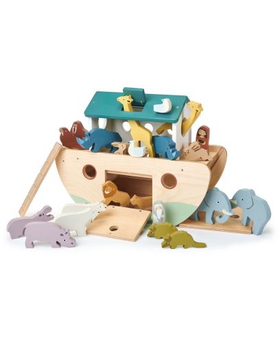 Дървен комплект фигурки Tender Leaf Toys - Ноев ковчег с животни - 1