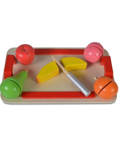 Дървена играчка Moni - Дъска за рязане с плодове - 2