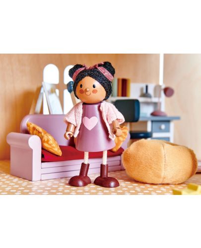 Дървена кукла Tender Leaf Toys - Аяна с коте - 3