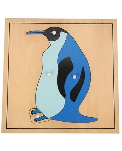 Дървен пъзел с животни Smart Baby - Пингвин, 4 части - 1