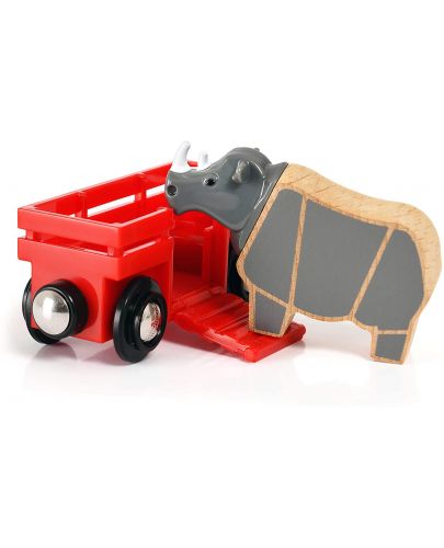 Дървена играчка Brio - Вагонче с носорог - 2