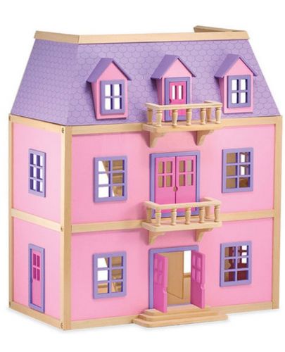 Дървена куклена къща Melissa & Doug - Многоетажна, розова - 1