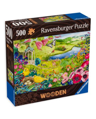 Дървен пъзел Ravensburger от 500 части - Дива градина - 1