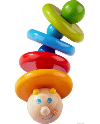 Дървена бебешка играчка Haba - Гъсеничка - 1