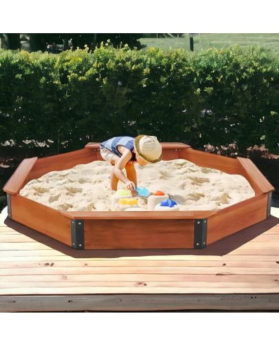 Дървен детски пясъчник с покривало Ginger Home - Octagon - 3