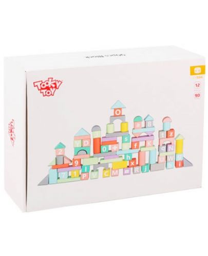 Дървени кубчета Tooky Toy - 90 елемента - 2
