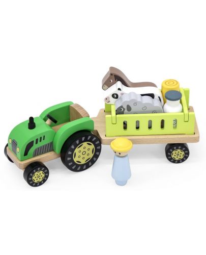 Дървен комплект Viga - Трактор с фермер и животни - 3