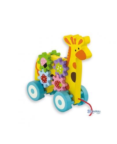Дървена играчка за дърпане Andreu toys - Жираф - 1