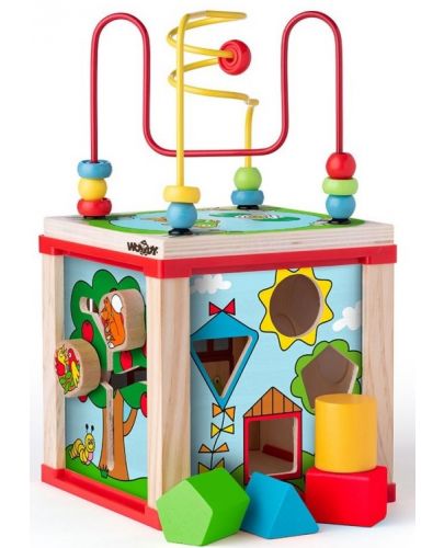 Дървен дидактически образователен куб Woody - 2