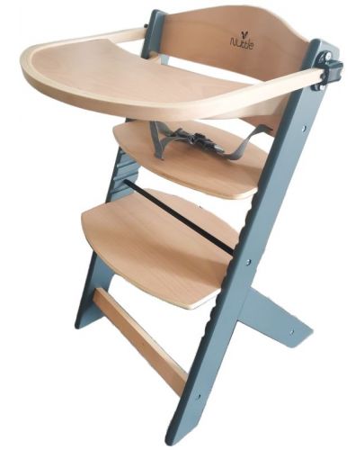 Дървен стол за хранене 2в1 Cangaroo - Nuttle, сив - 3