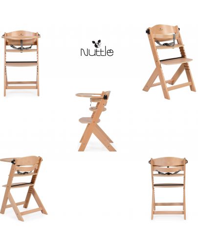 Дървен стол за хранене 2в1 Cangaroo - Nuttle, натурален - 6