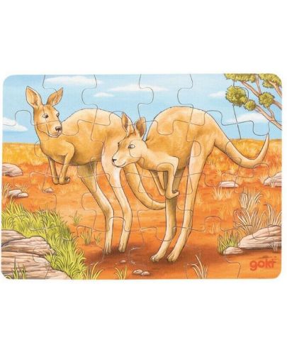 Дървен мини пъзел Goki - Австралийски животни, 24 части, асортимент - 3