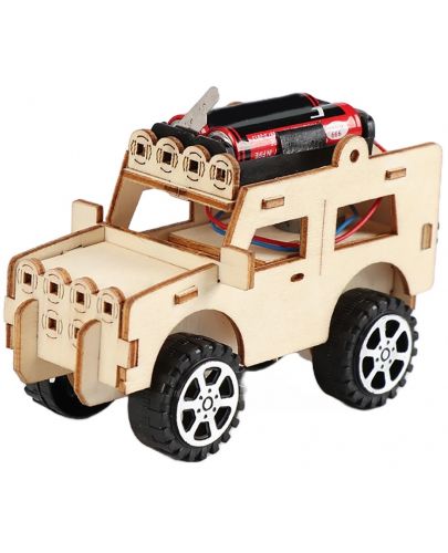 Дървен комплект Acool Toy - Направи си сам дървен джип, с батерии - 1