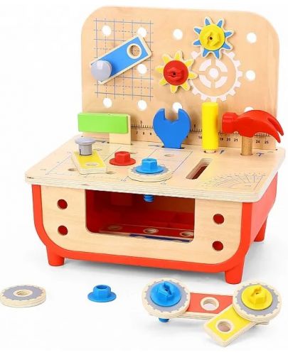 Дървен комплект Tooky Toy - Работилница с инструменти - 1