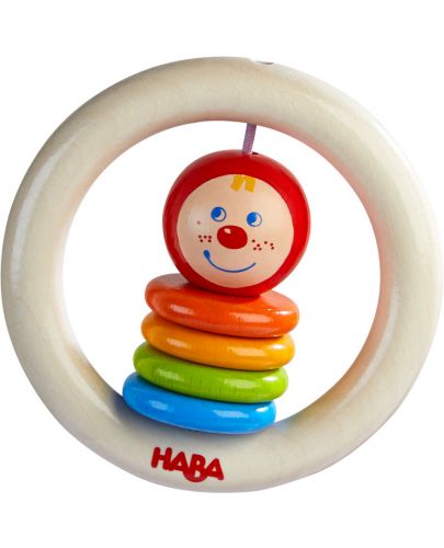 Дървена бебешка играчка Haba - Клоун, пъстра - 1