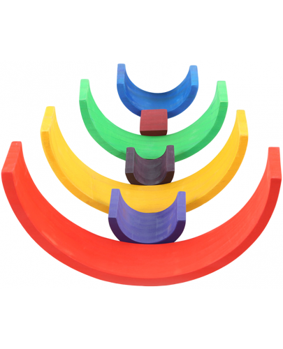 Дървен игрален комплект Smart Baby - Цветна дъга, 12 части - 6