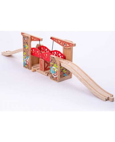 Дървена играчка Bigjigs - Двоен вдигащ се мост  - 2