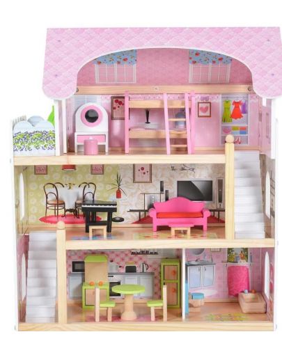 Дървена къща за кукли Moni Toys - Mila, с 16 аксесоара - 7