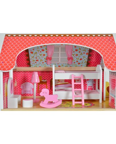 Дървена къща за кукли Moni Toys - Emily, със 17 аксесоара - 4