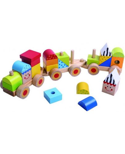 Дървена играчка Tooky Toy - Дидактическо влакче - 3