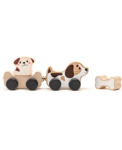 Дървена играчка на колела Cubika - Умни кученца - 2