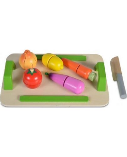 Дървена играчка Moni - Дъска за рязане със зеленчуци - 1