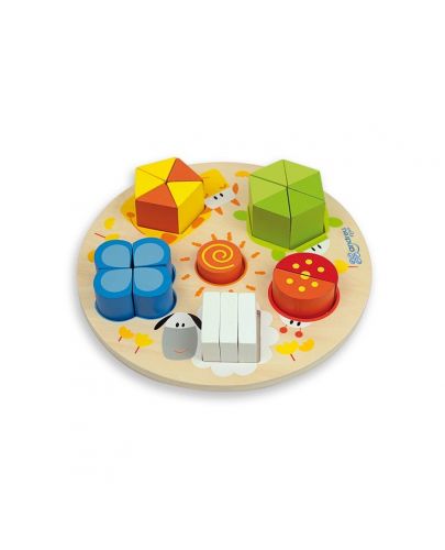 Дървен пъзел Andreu toys - Цифри, форми и цветове - 1