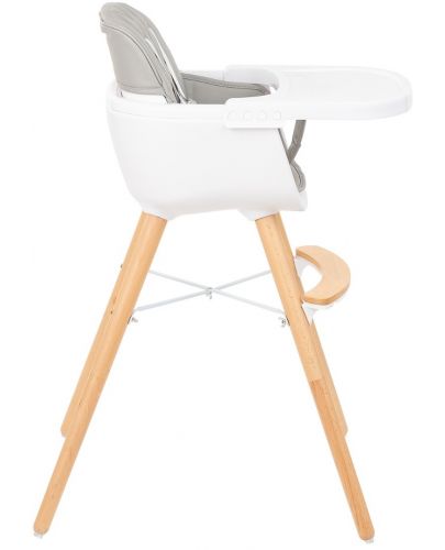 Дървено столче за храненe Kikka Boo - Woody, Сиво - 3