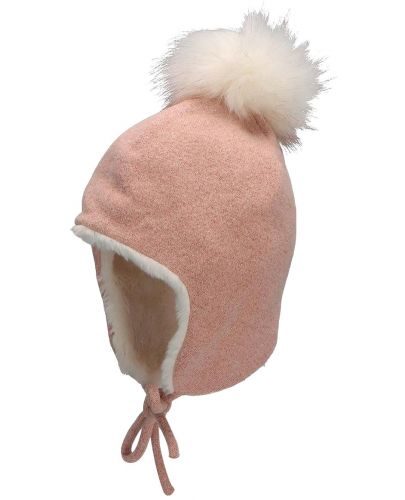 Детска зимна шапка с помпон Sterntaler - Момиче, 55 cm, 4-6 години, розова - 1