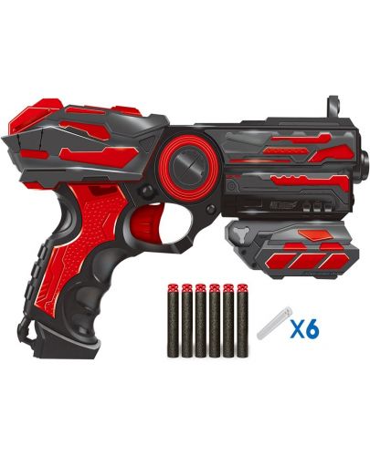 Детски пистолет Red Guns - С пълнител, 6 меки стрели, бинокъл и белезници - 2