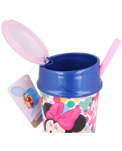 Детска чаша с капак и сламка Stor - Minnie Mouse, 400 ml, - 3