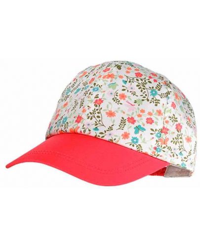 Детска лятна шапка с козирка Maximo - Розова, цветя - 1