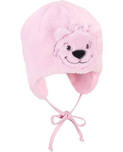 Детска зимна шапка-ушанка Sterntaler - Мече, 45 cm, 6-9 месеца, розова - 1