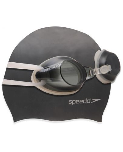 Детски плувен комплект Speedo - Шапка и очила, черен - 2