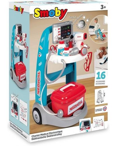 Детски комплект Smoby - Медицинска количка с аксесоари - 2