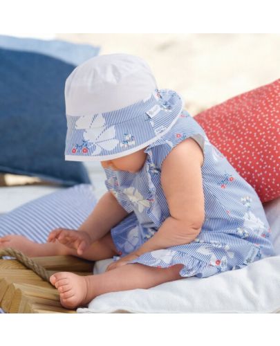 Детска лятна шапка с UV 50+ защита Sterntaler - С цветя, 53 cm, 2-4 години, бяла - 3